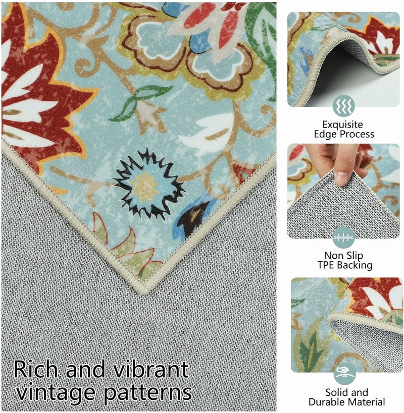 Homcomoda Kitchen Rugs Sets 3 Piece with Runner Non Slip Kitchen Mats for Floor Set of 3 Boho Kitchen Rugs Sets Washable Carpet Runner Rug for Kitchen Laundry Hallway - Image 2