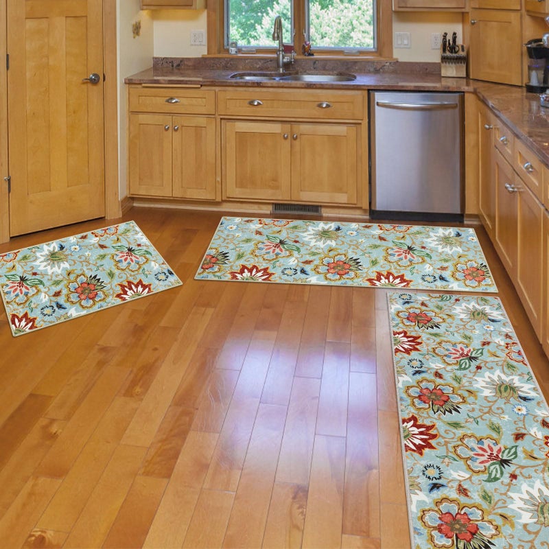 Homcomoda Kitchen Rugs Sets 3 Piece with Runner Non Slip Kitchen Mats for Floor Set of 3 Boho Kitchen Rugs Sets Washable Carpet Runner Rug for Kitchen Laundry Hallway - Image 4