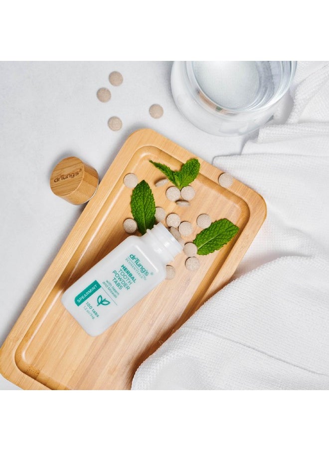 drTung's - DrTung’s Herbal Toothpaste Tablets - Fluoride Free Toothpaste Tabs, Travel Size Toothpaste, TSA Compliant, Vegan, Plastic Free, Chewable Tablets - Mint-Free (100 Tabs) - Image 1