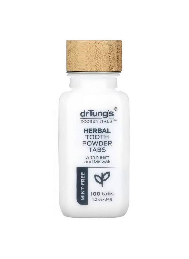 drTung's - DrTung’s Herbal Toothpaste Tablets - Fluoride Free Toothpaste Tabs, Travel Size Toothpaste, TSA Compliant, Vegan, Plastic Free, Chewable Tablets - Mint-Free (100 Tabs) - Image 1