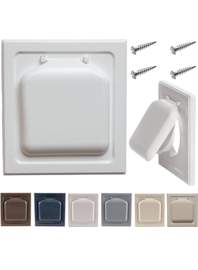 SYOSI 4" Dryer Vent Cover, The Only Dryer Vent With A Dual Door Damper To Seal Your Home, No Lint Collecting Screen, Easy Installation (White) - Image 1