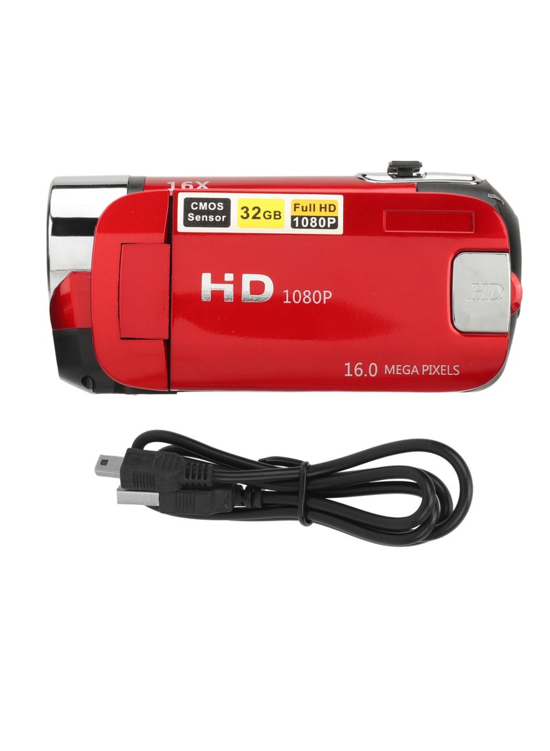 AROAQ D90 Digital Camera, 1080P 16MP Handheld Video Camera With 2.4inch Rotatable Screen, Portable Durable HD Video Recorder With Fill Light For Vlogging Traveling Recording, (1pc, Red)  - Image 1
