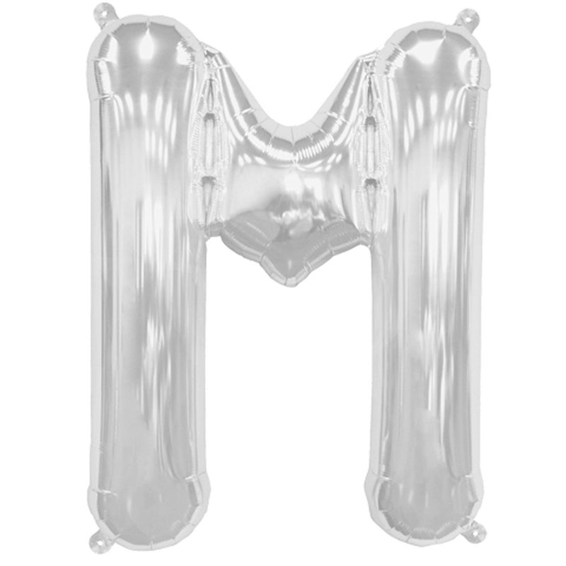 16 inch Letter M  Silver AirFilled Foil Balloon