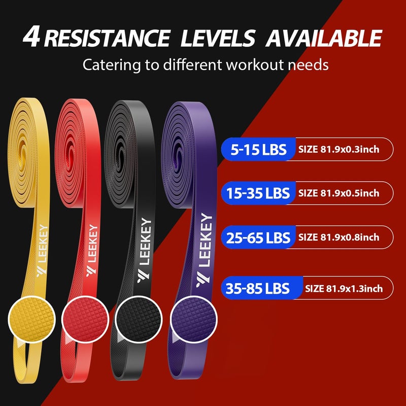 LEEKEY Resistance Bands, Exercise Bands,Pull Up Assist Bands - Bands for Working Out,Band for Men and Women Fitness Training, Physical Therapy,Home Workouts - Image 3