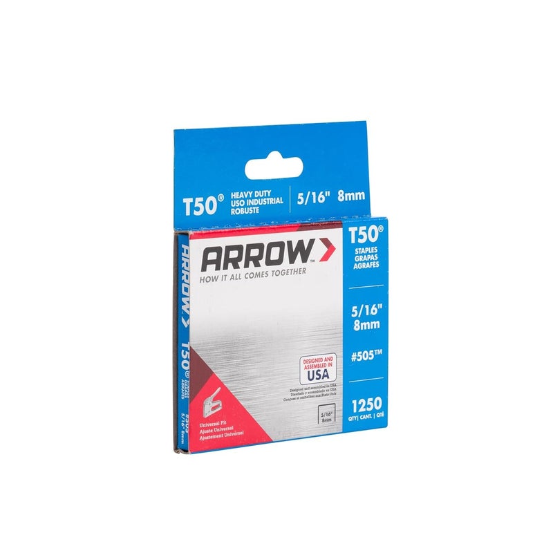 Arrow Fastener Arrow 505 Heavy Duty T50 5/16-Inch Leg Length, 3/8-Inch Crown, Staples for Upholstery, Construction, Furniture, Crafts, 1250-Pack, Grey - Image 5