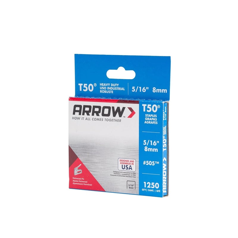 Arrow Fastener Arrow 505 Heavy Duty T50 5/16-Inch Leg Length, 3/8-Inch Crown, Staples for Upholstery, Construction, Furniture, Crafts, 1250-Pack, Grey - Image 4