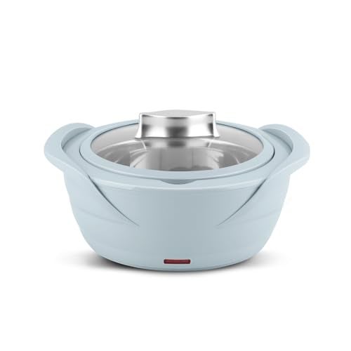 Jaypee Plus Power Serve Inner Stainless Steel Electric Casserole with Glass Lid, 1500 ml, Removable Steel Bowl for Easy Cleaning |Food Grade Serving Set |Ideal for Serving Warm Dish, Light Grey - Image 1