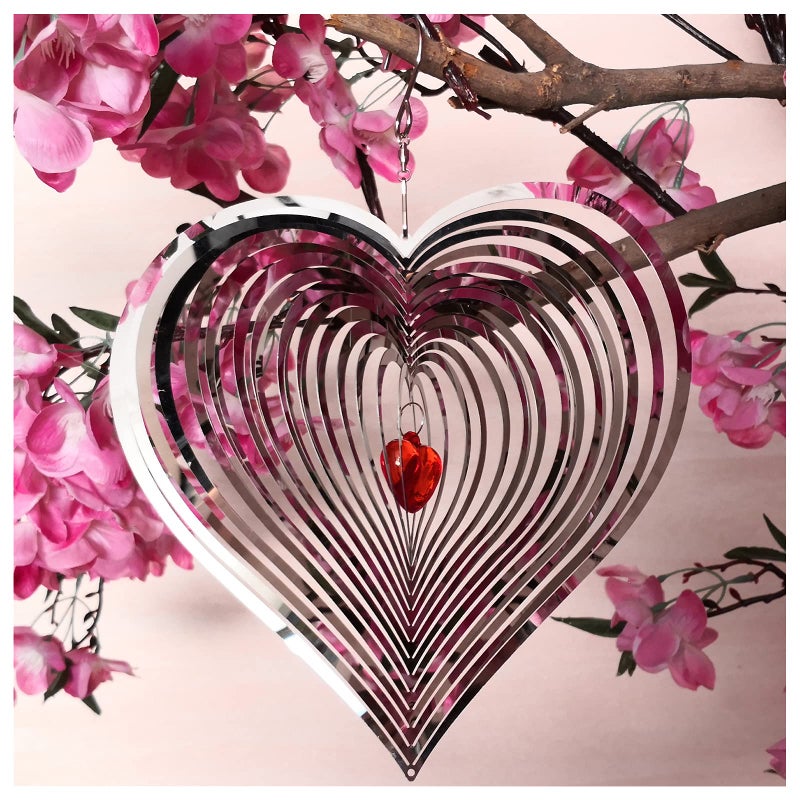 DJUAN Wind Spinner Outdoor Metal Decorations,3D Red Heart Wind Spinners for Yard and Garden, Mirror Stainless Steel Wind Sculptur Spinner Indoor Outdoor Garden Decoration Crafts Ornaments Worth Gift - Image 1
