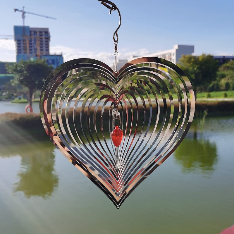 DJUAN Wind Spinner Outdoor Metal Decorations,3D Red Heart Wind Spinners for Yard and Garden, Mirror Stainless Steel Wind Sculptur Spinner Indoor Outdoor Garden Decoration Crafts Ornaments Worth Gift - Image 4