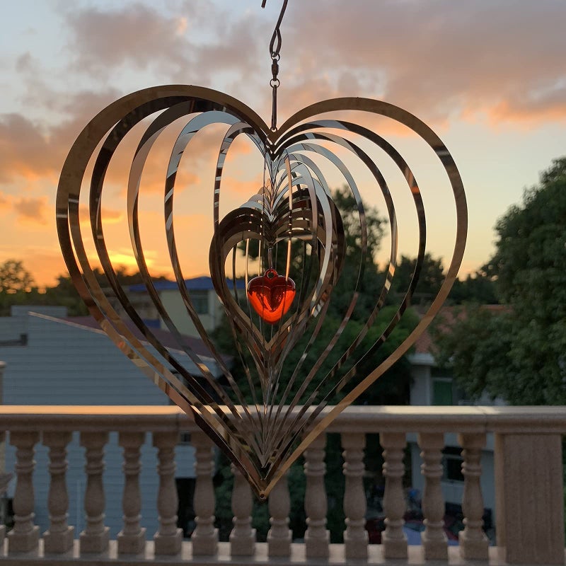 DJUAN Wind Spinner Outdoor Metal Decorations,3D Red Heart Wind Spinners for Yard and Garden, Mirror Stainless Steel Wind Sculptur Spinner Indoor Outdoor Garden Decoration Crafts Ornaments Worth Gift - Image 5