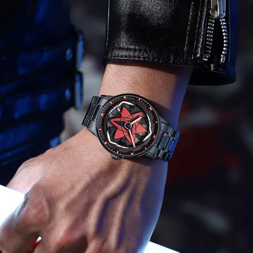 Acnos Stylish Automatic Spinner Watch – Red Dial Unisex Stainless Steel Timepiece - Image 4