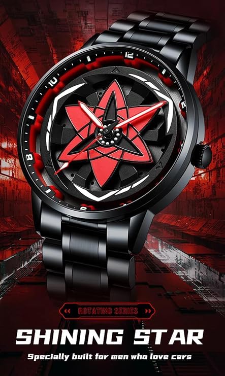 Acnos Stylish Automatic Spinner Watch – Red Dial Unisex Stainless Steel Timepiece - Image 3