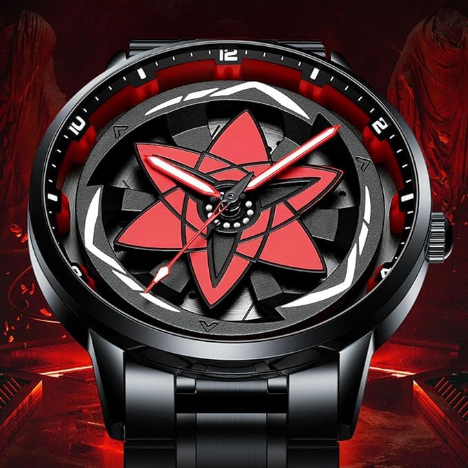 Acnos Stylish Automatic Spinner Watch – Red Dial Unisex Stainless Steel Timepiece - Image 2