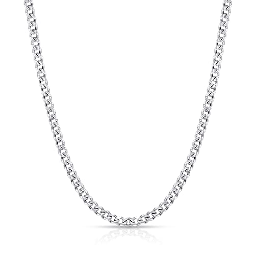 Fiusem Silver Tone Cuban Link Chain for Men, 3.5mm Mens Chain Necklaces, Stainless Steel Chain Necklaces for Men Women, 16 Inch - Image 1