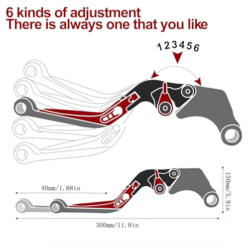 XIDAODIT for Suzuki GSXR 600 750(2006-2024) 1000R(2009-2024) GSX-R 1000(2005-2006) Motorcycle Clutch Lever Folding Extendable Adjustable Handlebars Brake and Clutch Levers Set(Red) - Image 5