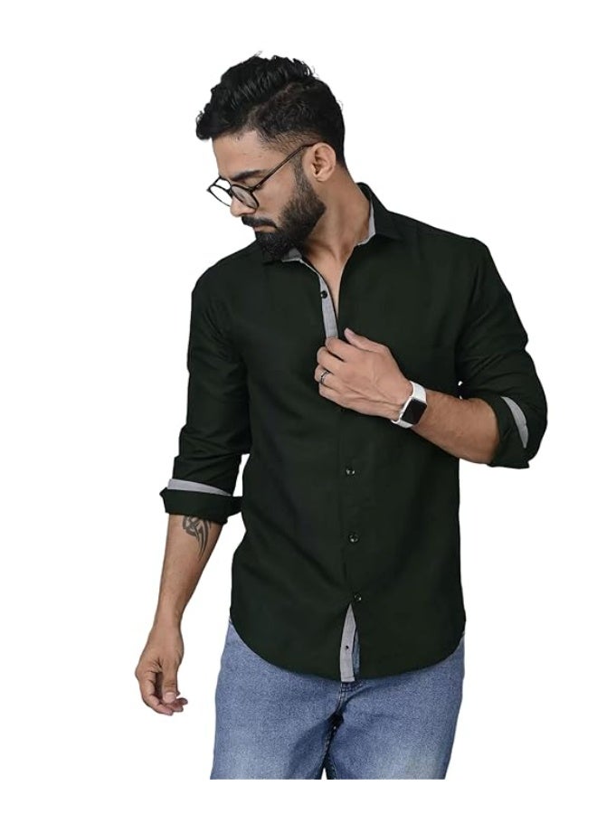 Pinkmint store Mens Long Sleeve Button Down Shirt for Men Collared Casual Formal Soild Shirt 2XL - Image 1