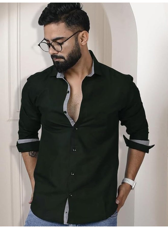Pinkmint store Mens Long Sleeve Button Down Shirt for Men Collared Casual Formal Soild Shirt 2XL - Image 3
