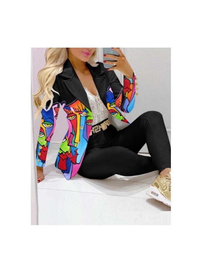 Shougu Fashionable Printed Long Sleeved Casual Suit And Pants Set  - Image 1