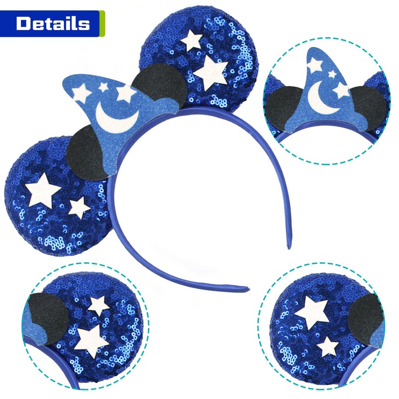 MADO Mouse Ear Headband for Women adults kids, Blue Mic - One Size, Hair Accessory, Party Accessory, Headband with Mouse Ears, Unisex, Perfect for Halloween, Carnival, Christmas, Birthday - Image 3