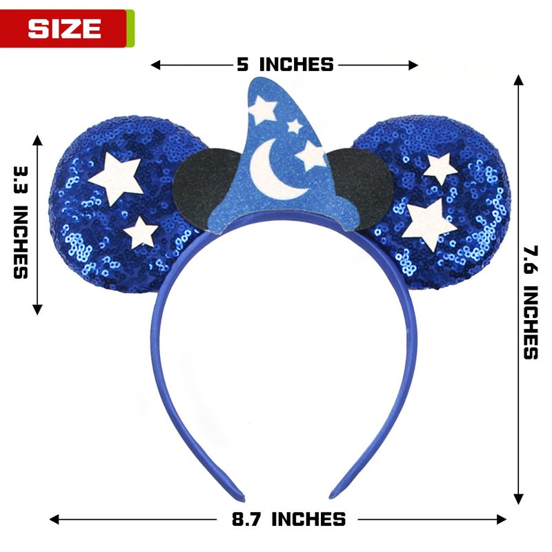 MADO Mouse Ear Headband for Women adults kids, Blue Mic - One Size, Hair Accessory, Party Accessory, Headband with Mouse Ears, Unisex, Perfect for Halloween, Carnival, Christmas, Birthday - Image 2