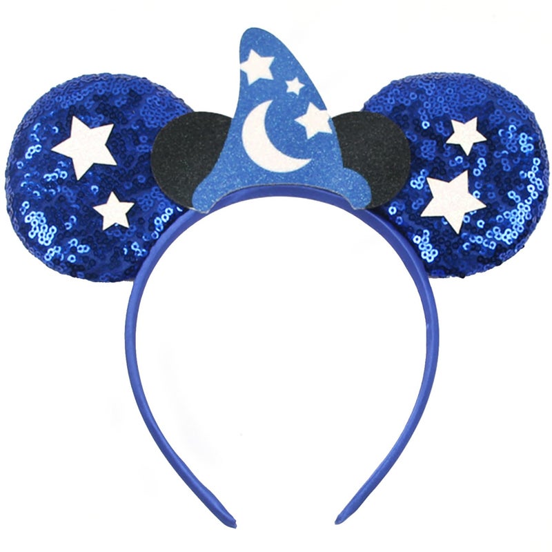 MADO Mouse Ear Headband for Women adults kids, Blue Mic - One Size, Hair Accessory, Party Accessory, Headband with Mouse Ears, Unisex, Perfect for Halloween, Carnival, Christmas, Birthday - Image 1