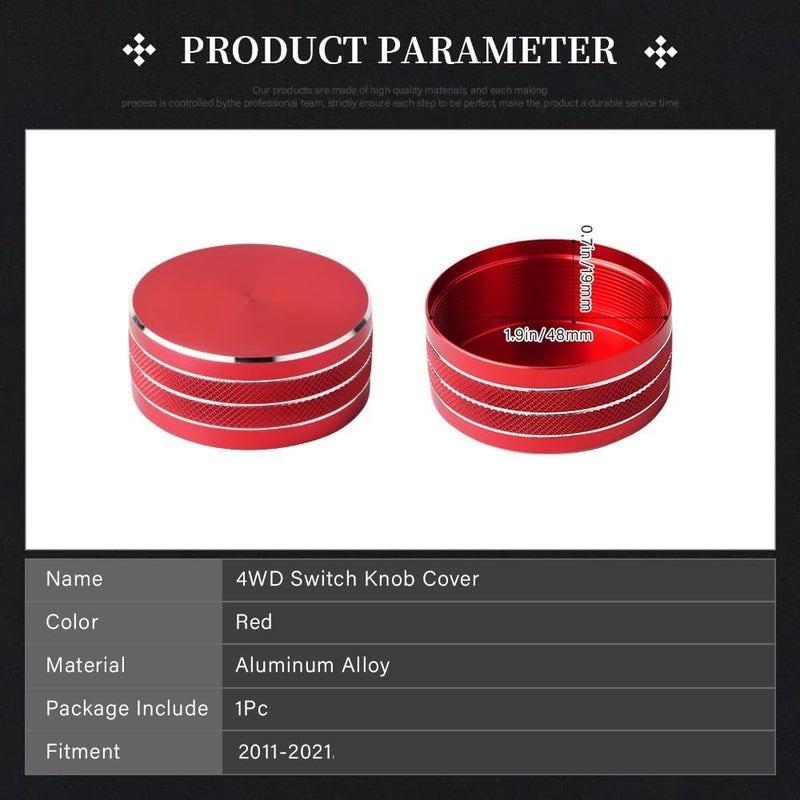 LECART Red Aluminum Alloy Switch Knob Cover for Jeep Grand Cherokee 2014-2021 - Image 4