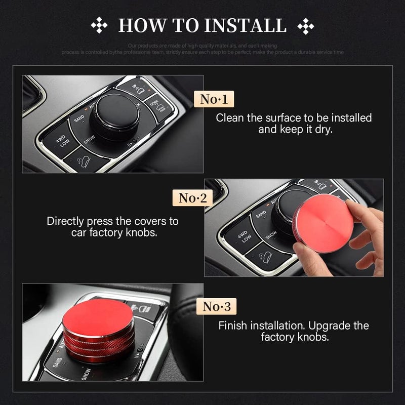 LECART Red Aluminum Alloy Switch Knob Cover for Jeep Grand Cherokee 2014-2021 - Image 5