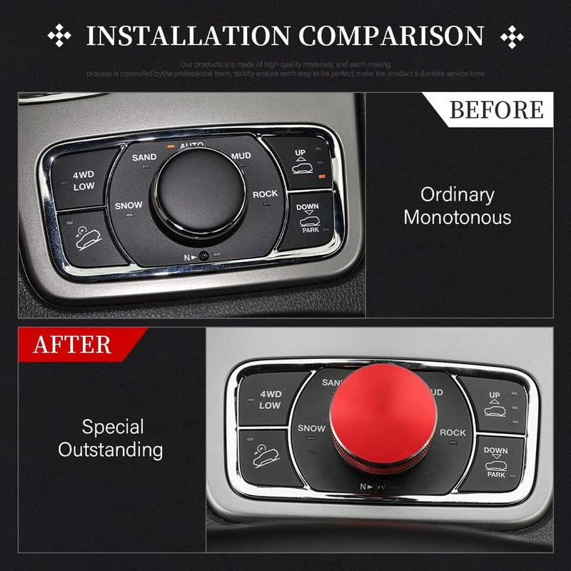 LECART Red Aluminum Alloy Switch Knob Cover for Jeep Grand Cherokee 2014-2021 - Image 2