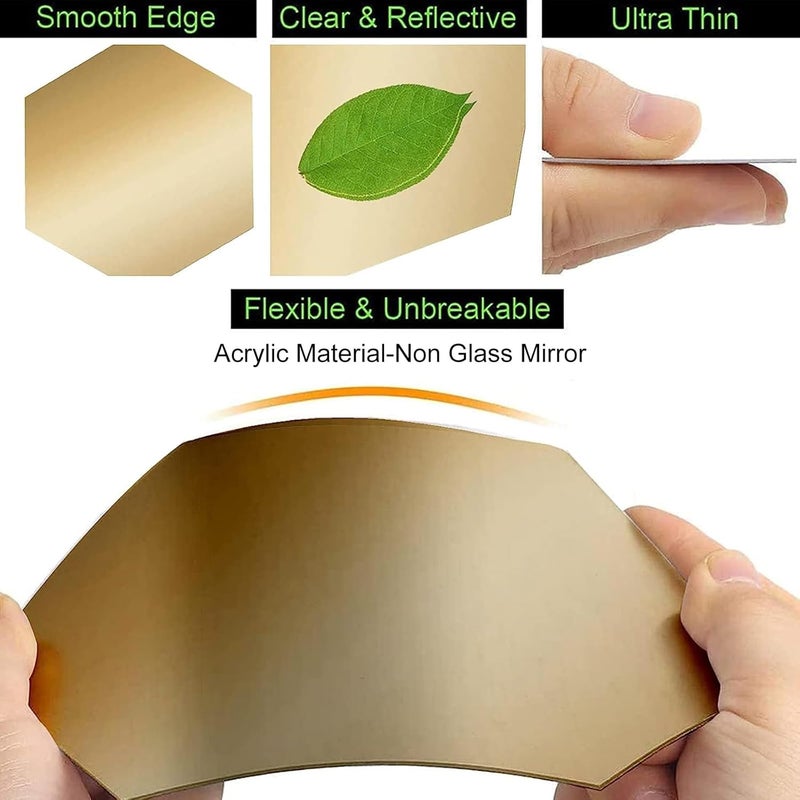 TPGP Runmeihe® 24PCS Hexagon Gold Acrylic Mirror Wall Stickers for Home Decor - Image 3