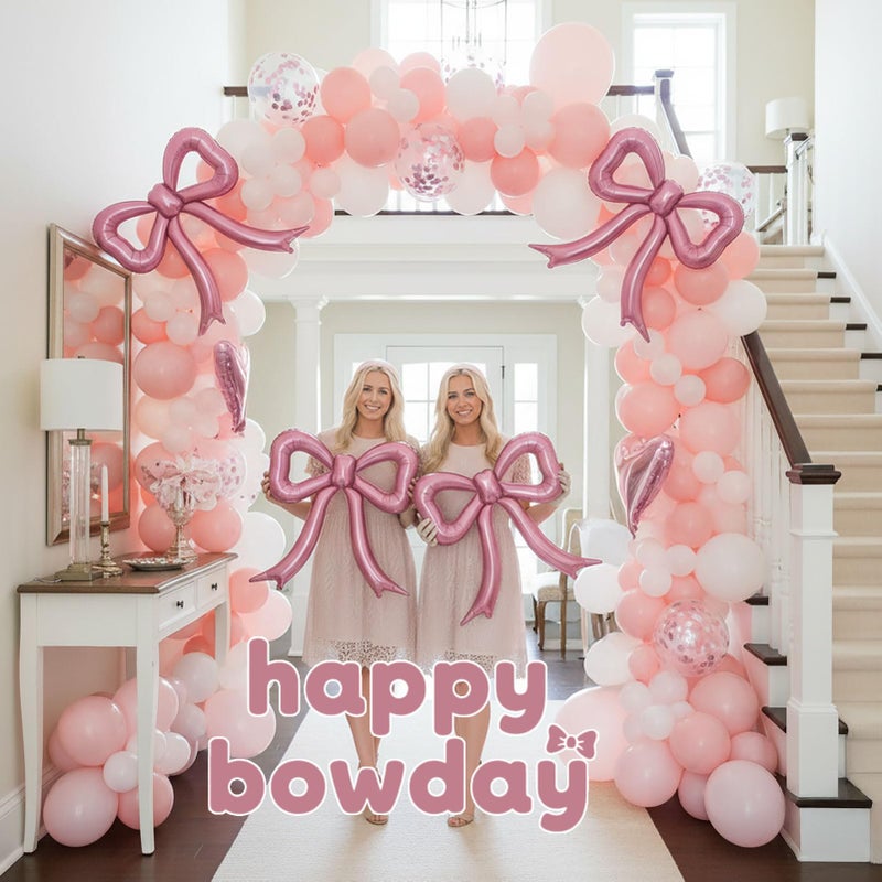 kozee 5 Pcs Pink Bows Balloons Party Decorations for Girl Women Pink Bow Birthday Decorations Giant Foil Balloon Baby Shower Bridal Engagement Wedding Decor Bachelorette K-pop music Theme Party Supplies - Image 2