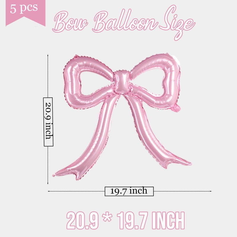 kozee 5 Pcs Pink Bows Balloons Party Decorations for Girl Women Pink Bow Birthday Decorations Giant Foil Balloon Baby Shower Bridal Engagement Wedding Decor Bachelorette K-pop music Theme Party Supplies - Image 3