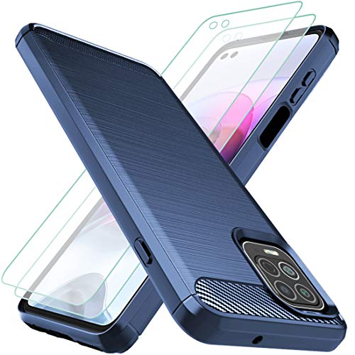 Osophter for Moto G100 Case,Moto Edge S Case with 2pcs Screen Protector Shock-Absorption Flexible TPU Rubber Protective Cell Phone Cover for Motorola Moto G100(Navy Blue) - Image 1