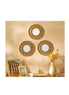 Zeina 3-Piece Mirror Set with Petal Border  25x2x25 cms