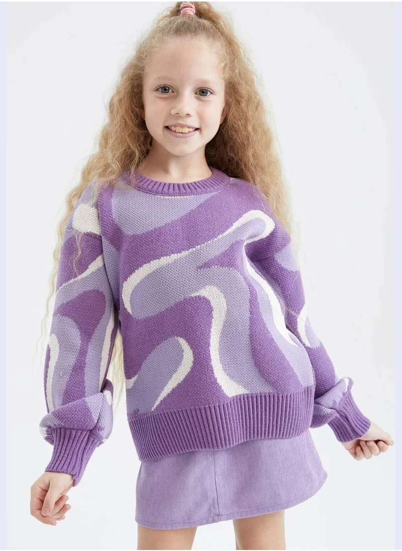 DeFacto Girl Crew Neck Long Sleeve Tricot Pullover