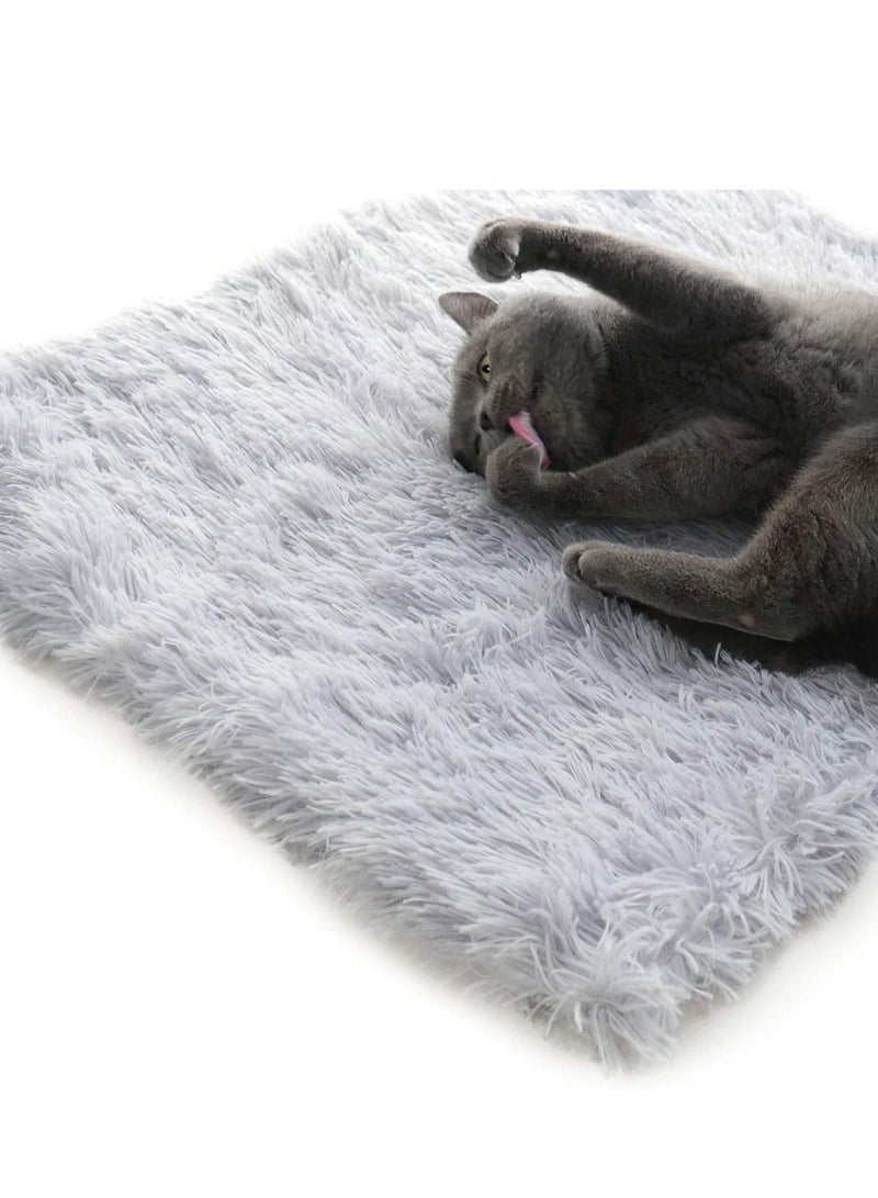 Excefore Furry Self Warming Cat Bed Mat 2 in1 Soft Pet Sleeping Blanket Cushion Bed Pad for Cats Small Dogs Extra Warm Thermal Pet Pad for Indoor Outdoor Pets Gray - Image 2