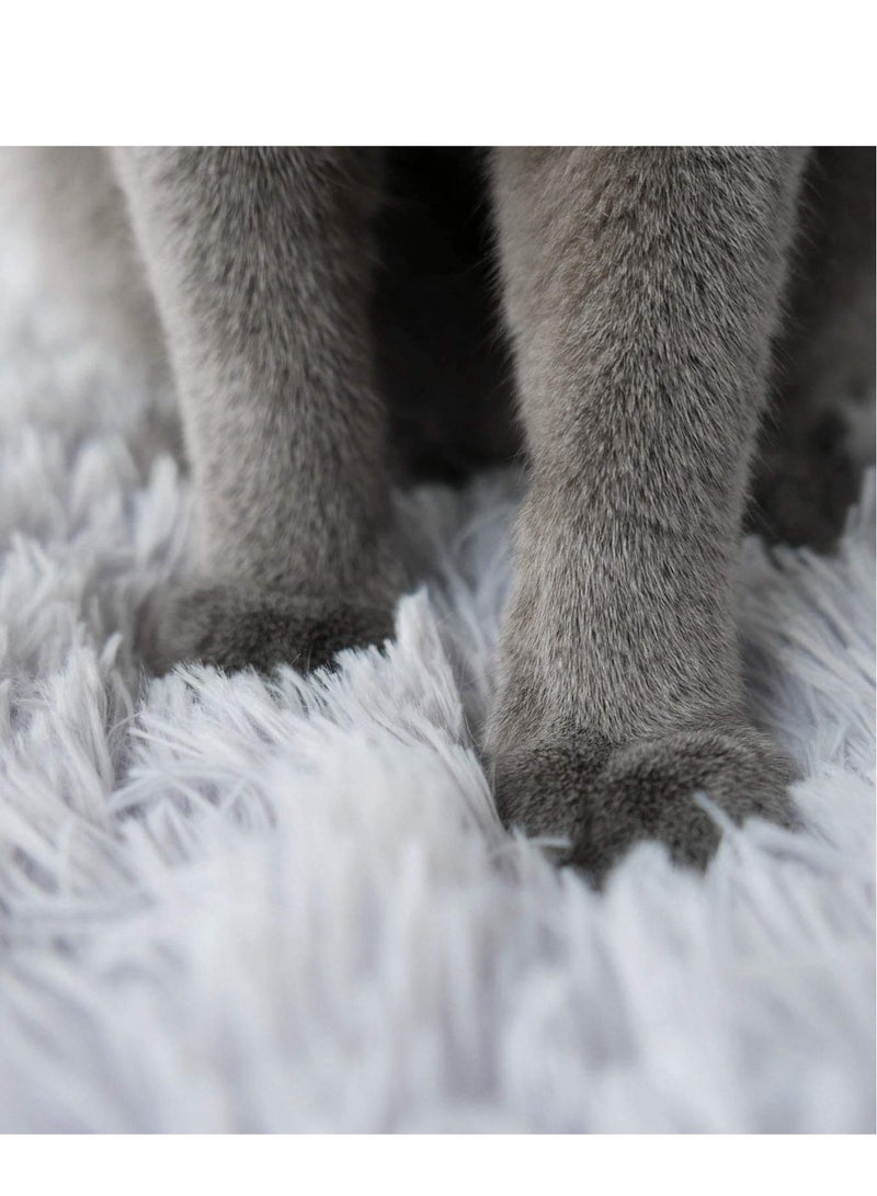 Excefore Furry Self Warming Cat Bed Mat 2 in1 Soft Pet Sleeping Blanket Cushion Bed Pad for Cats Small Dogs Extra Warm Thermal Pet Pad for Indoor Outdoor Pets Gray - Image 3