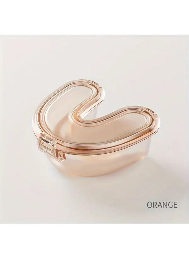 Orange U Shaped Denture Retainer Storage Box with Stent Cup for Cleaning - Image 5