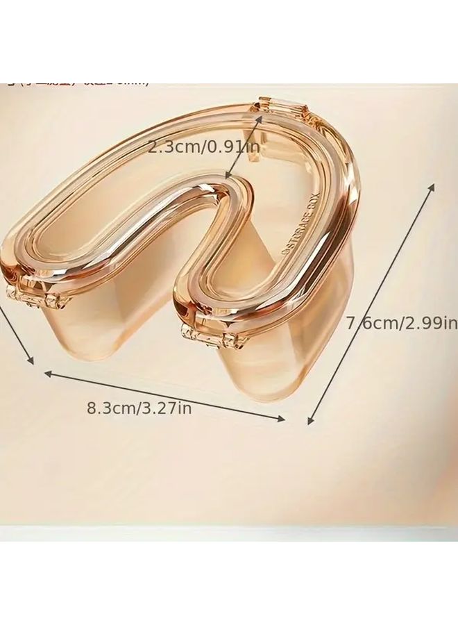 Orange U Shaped Denture Retainer Storage Box with Stent Cup for Cleaning - Image 4