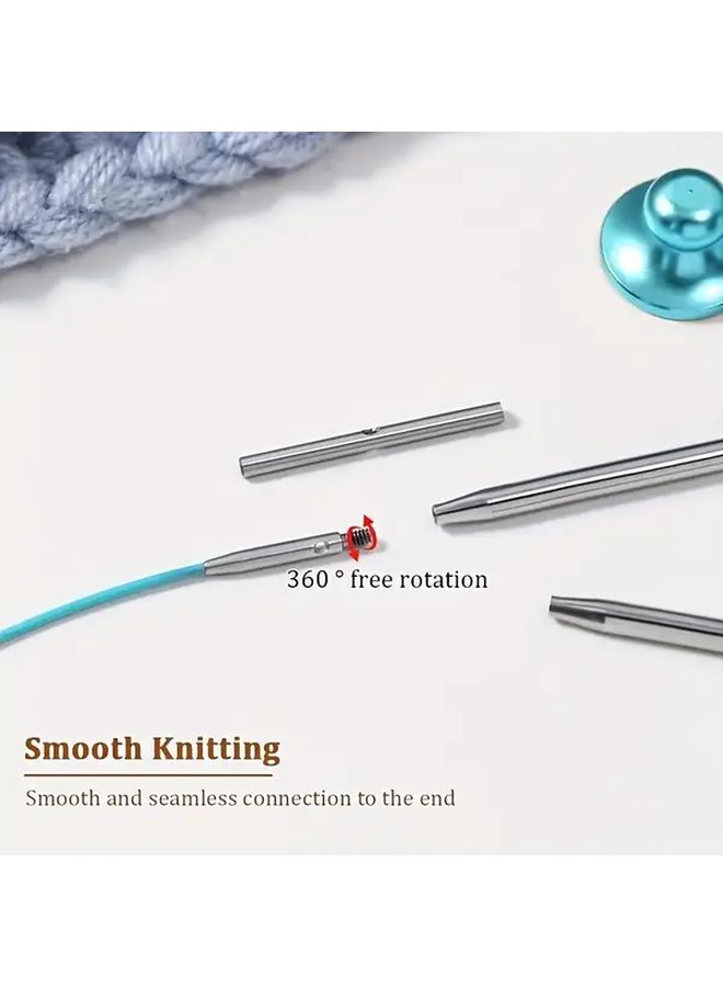 Interchangeable Round Knitting Needles Set with 55cm Cable 4 Sizes Accessories - Image 4