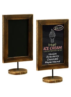MyGift 12Inch Burnt Wood Framed Memo Chalkboard Countertop Home Message Board Sign Set Of 2  - Image 1