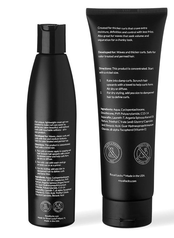 Royal Locks - Pro Curl Cream Gel & Dream Cream Set | Curly Hair Styling Cream Gel (7.5 fl oz) & Curl Defining Cream with Argan Oil (8.5 fl oz), Hold & Frizz Control, For Curly, Wavy & Coily Hair - Image 1
