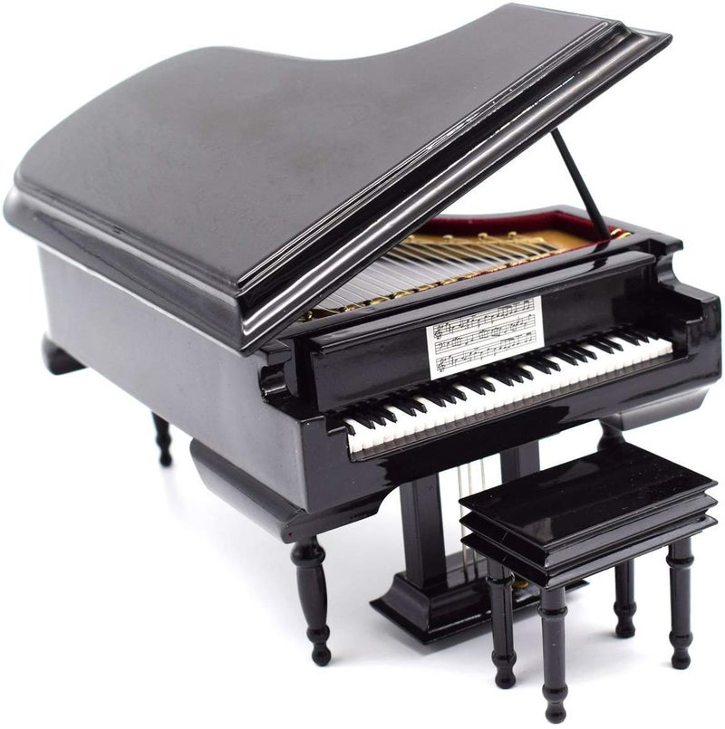 SHTWX SHTWX Piano Music Box with Bench and Black Case Musical Boxes Gift for ChristmasBirthdayValentines Day Melody Canon 