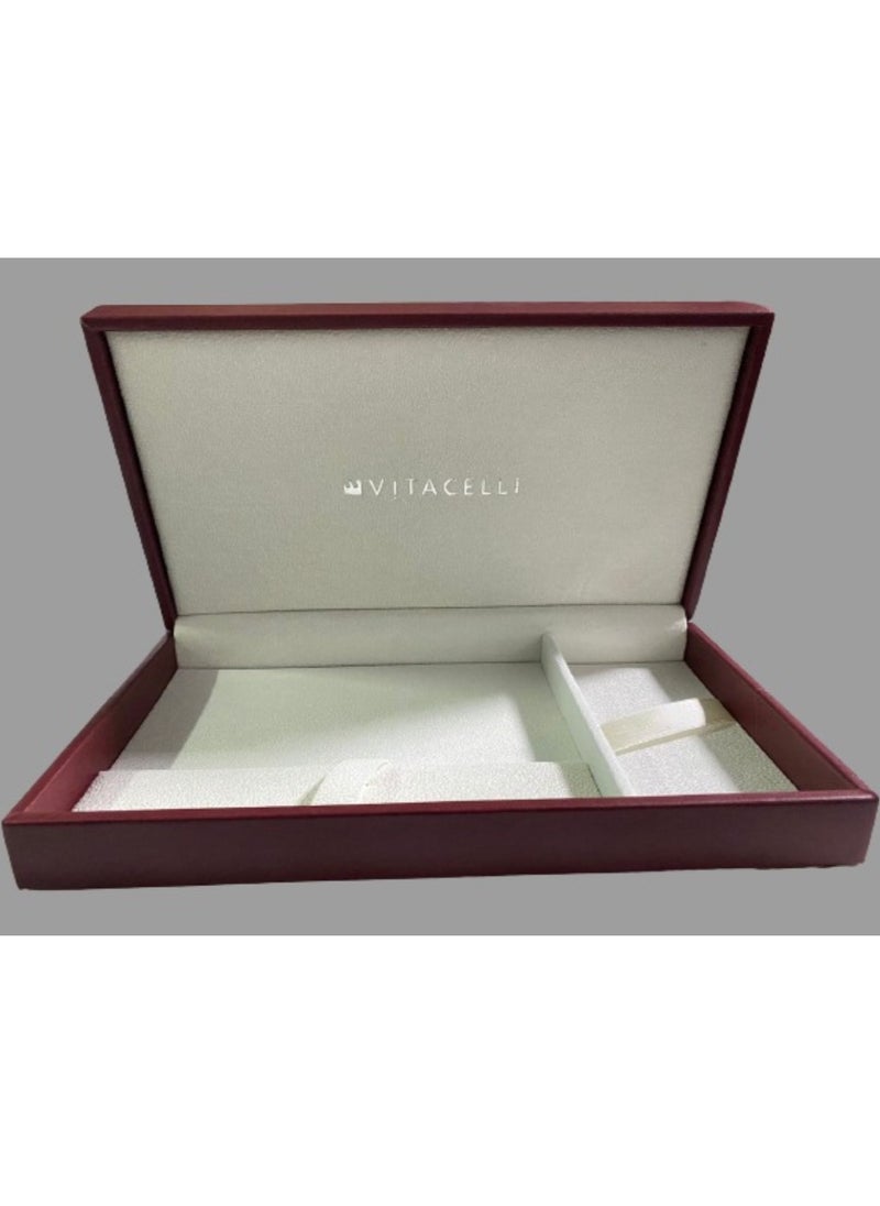Vitacelli Personalised Men's Wallet Men's Gift Set Exquisite Packaged Genuine Leather Wallet And Gift Set  Red Maroon  - Image 1