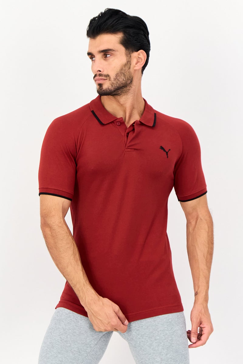 PUMA Men Slim Fit Short Sleeves Outdoor Polo Shirt, Maroon - Image 1