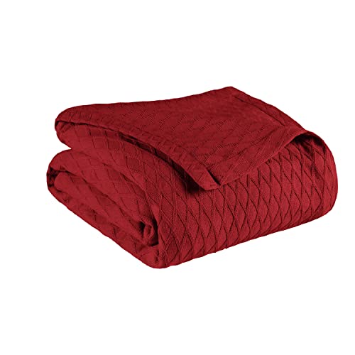 Superior SUPERIOR Diamond Weave AllSeason Cotton Blanket Cover for Home Couch Bed Soft Warm Blankets Boho Aesthetic Comfy Cozy and Cute Covers Decorative Bedding Essentials FullQueen Burgundy  - Image 1
