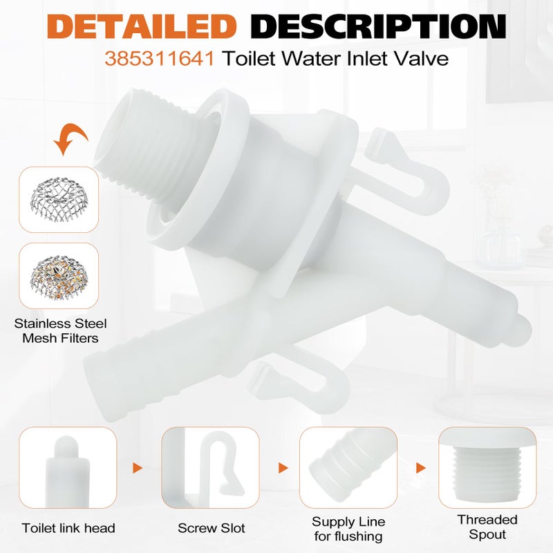 Foleto 2 Pcs 385311641 Toilet Water Valve Kit, RV Toilet Water Valve Replacement Kit,for Dometic 300, 301, 310, 311, 320, 321 Series Toilets,with 2 PCS Flush Ball Seal,Sealed and leak-proof water valve kit - Image 2