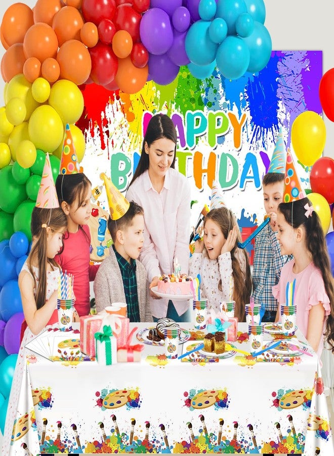 Lecheme Paint Party Decorations 300 Pcs Paint Splatter Plates Napkins Cups Banner Balloons Tablecloth Colorful Graffiti Art Birthday Party Decorations Sip Party Supplies Serve 24 - Image 3