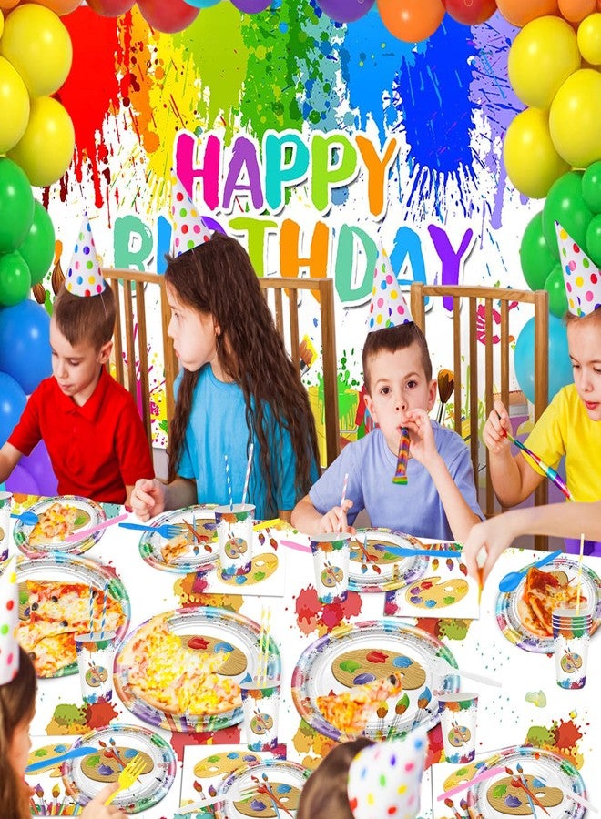 Lecheme Paint Party Decorations 300 Pcs Paint Splatter Plates Napkins Cups Banner Balloons Tablecloth Colorful Graffiti Art Birthday Party Decorations Sip Party Supplies Serve 24 - Image 5