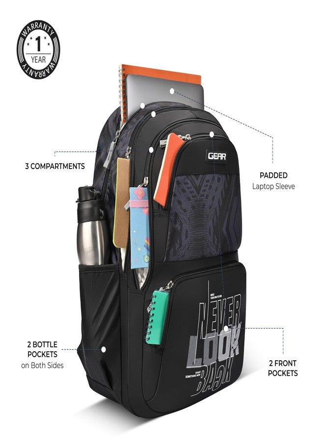 Gear Vagabond 19"/24L Large Water Resistant School Bag/Casual Backpack/Daypack/Laptop Bag for Boys/Girls (Black - Black) - Image 4