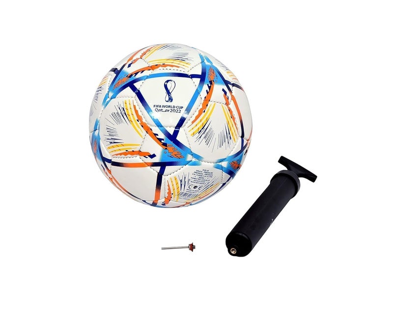 CRAZX Hand Stitched Soccer Football | Suitable for Hard Ground Without Grass | Training Ball | Soccer Ball | for Men/Women | Football Size - 5 with Pump (Qatar) - Image 1